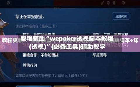 教程辅助“wepoker透视脚本教程(透视)”(必备工具)辅助教学