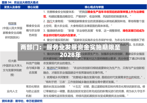 两部门： 服务业发展资金实施期限至2028年