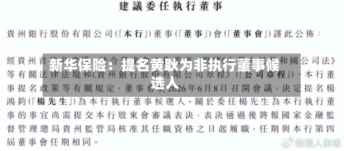 新华保险:提名黄耿为非执行董事候选人-第3张图片