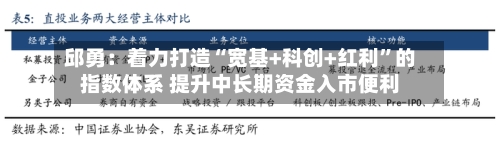 邱勇：着力打造“宽基+科创+红利”的指数体系 提升中长期资金入市便利-第3张图片