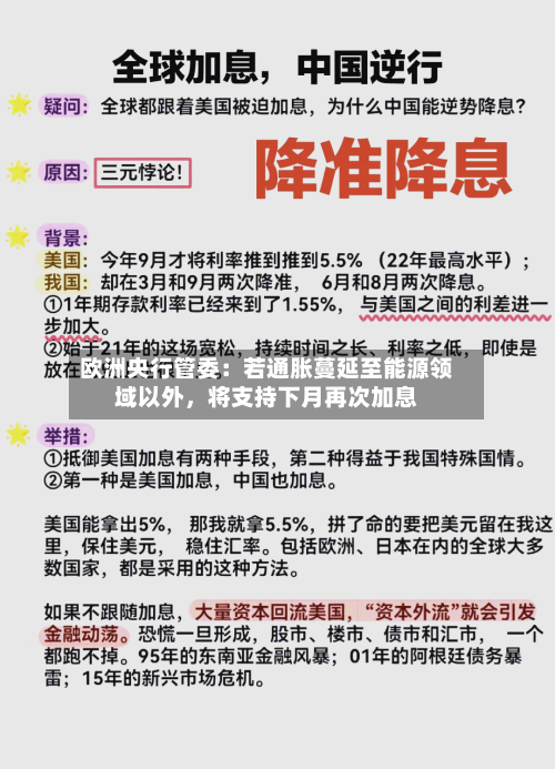 欧洲央行管委：若通胀蔓延至能源领域以外，将支持下月再次加息-第2张图片