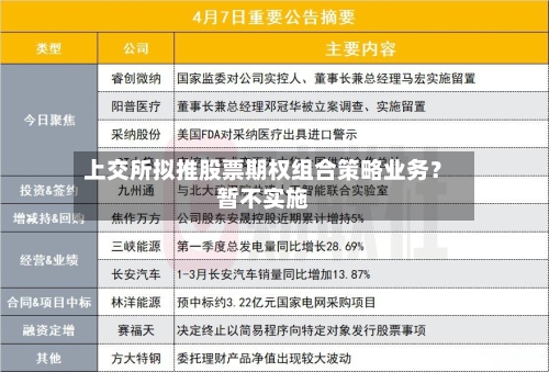 上交所拟推股票期权组合策略业务？暂不实施